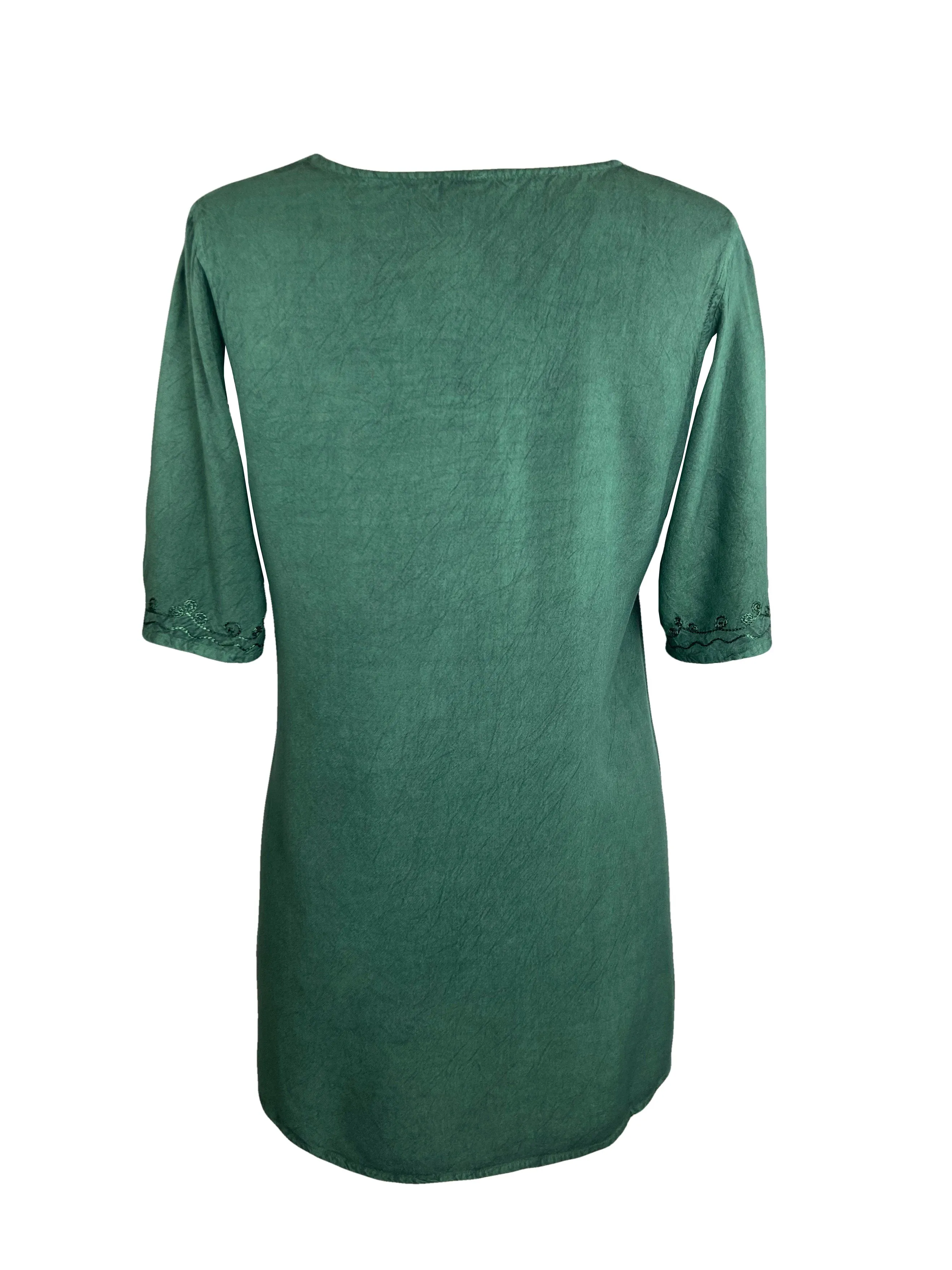 27710 B Medieval Embroidered Round Neck Short Sleeve Tunic Blouse