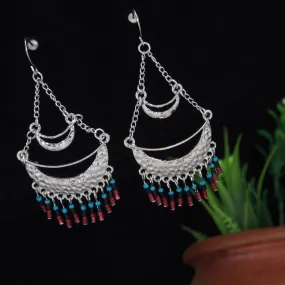 Antique Gold Plated Multi Coloured Tribal Dangle Earring