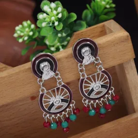 Antique Gold/Silver Plated Multi Coloured Tribal Dangle Earring