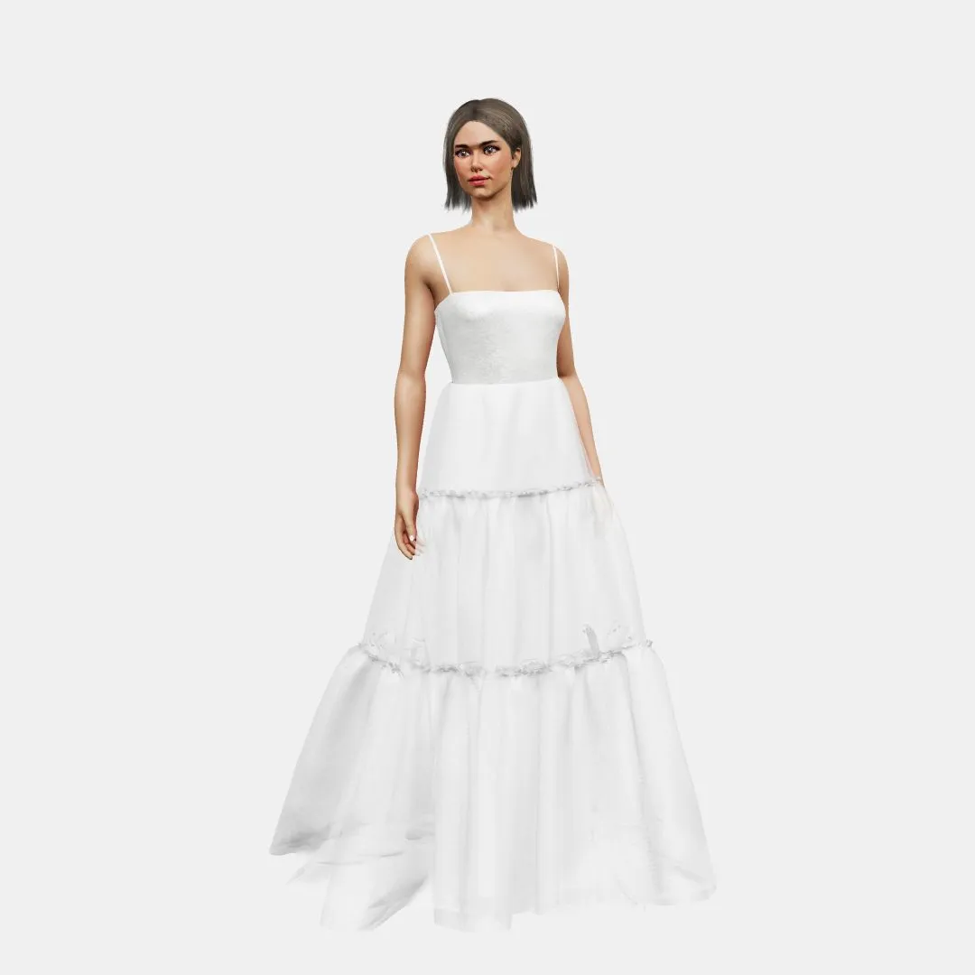 Bandeau and open back   A-lined tiered tulle