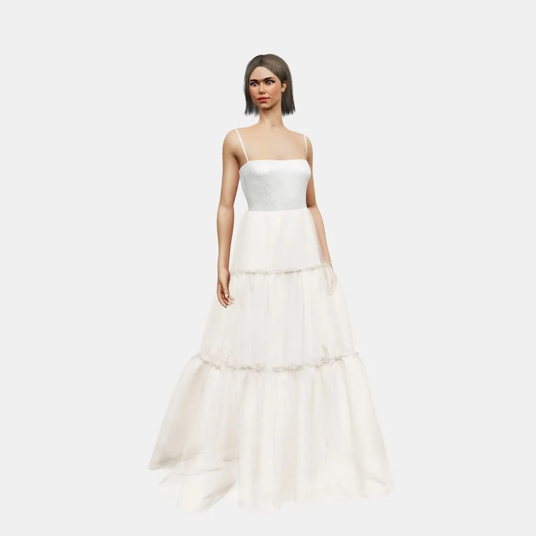 Bandeau and open back   A-lined tiered tulle