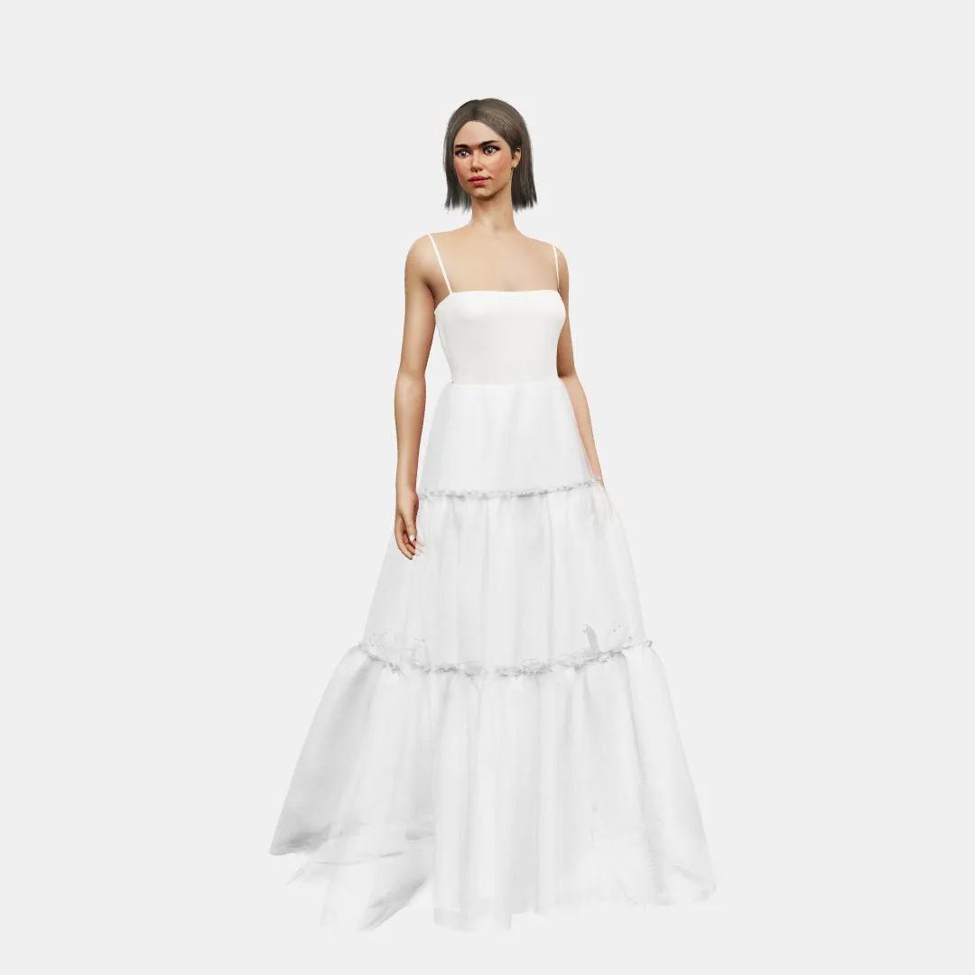 Bandeau and open back   A-lined tiered tulle
