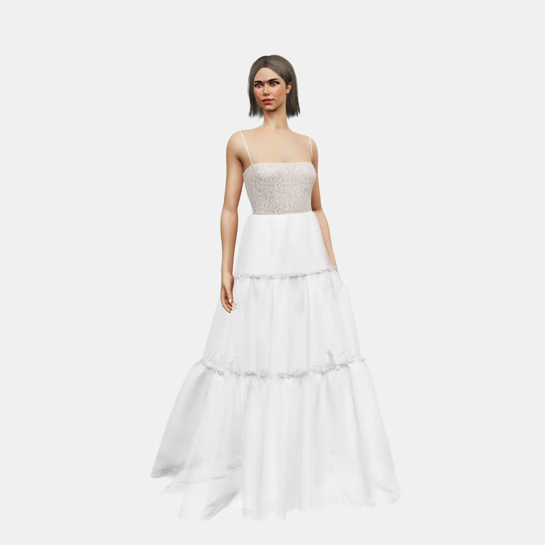 Bandeau and open back   A-lined tiered tulle