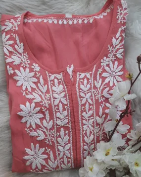 Blush Red Chikankari Kurta
