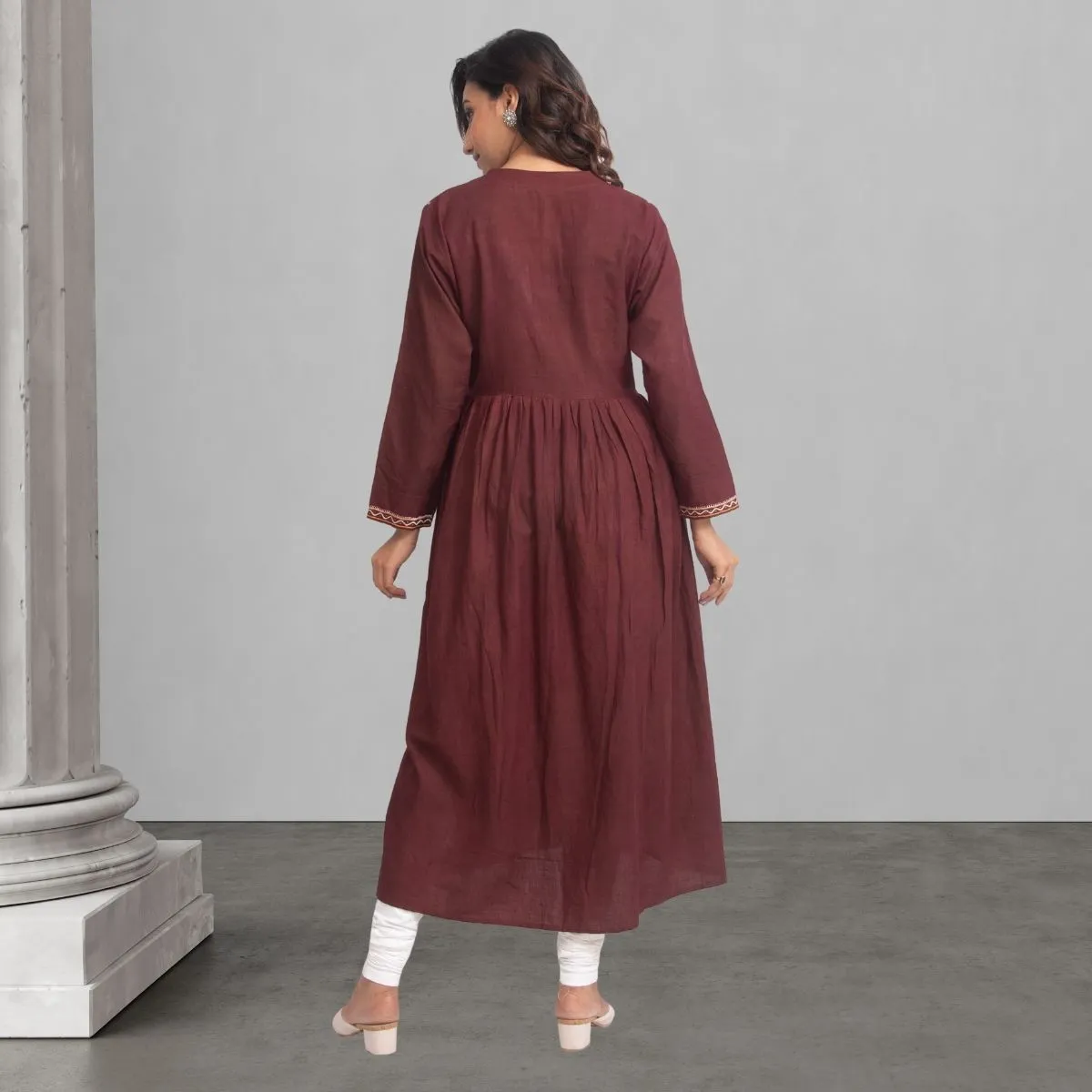 Brown Kurta/Tunic For Women | Kutchi Rebari Embroidery | Office Wear