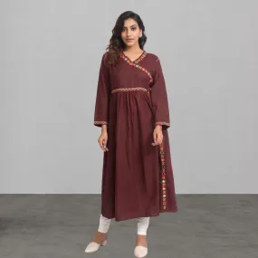 Brown Kurta/Tunic For Women | Kutchi Rebari Embroidery | Office Wear