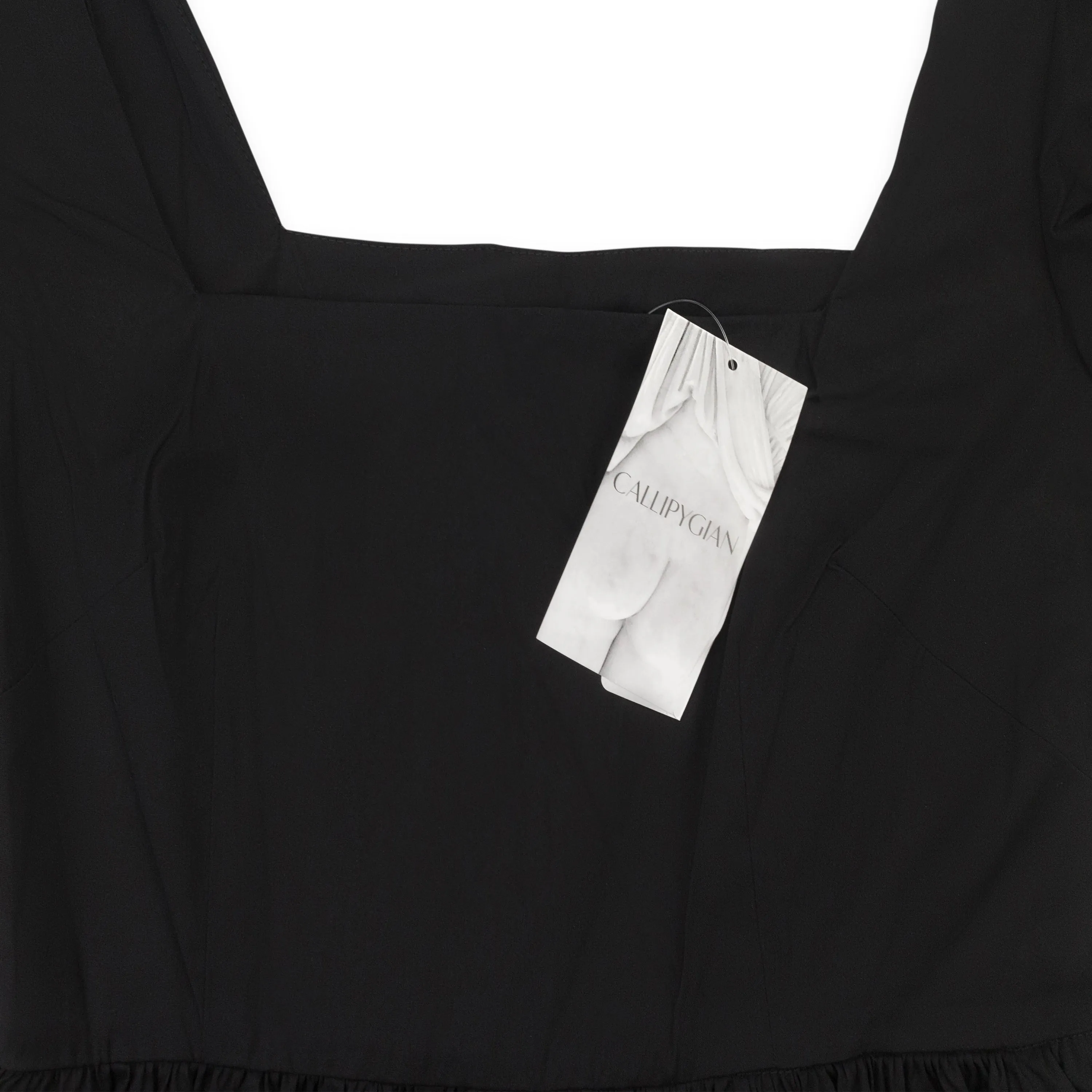 CALLIPYGIAN POPLIN?TIERED BLACK MINI DRESS