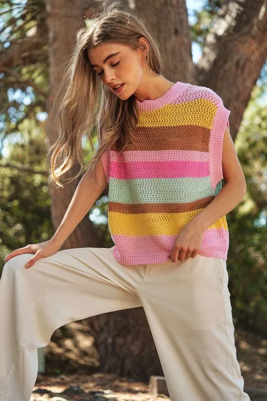 Coastal Breeze Crochet Sweater Vest