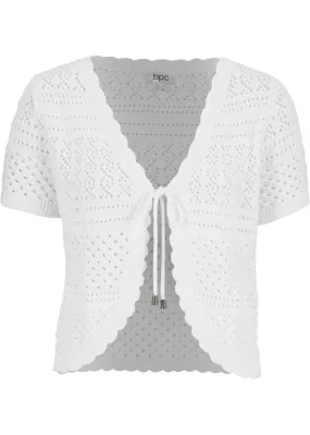 Crochet bolero with short sleeves Bpc Bonprix Collection, white