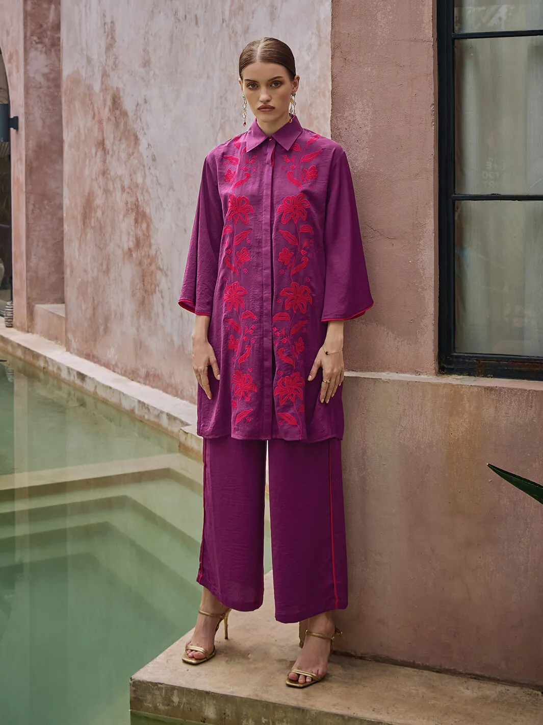 Dahlia Crepe Embroidered Tunic