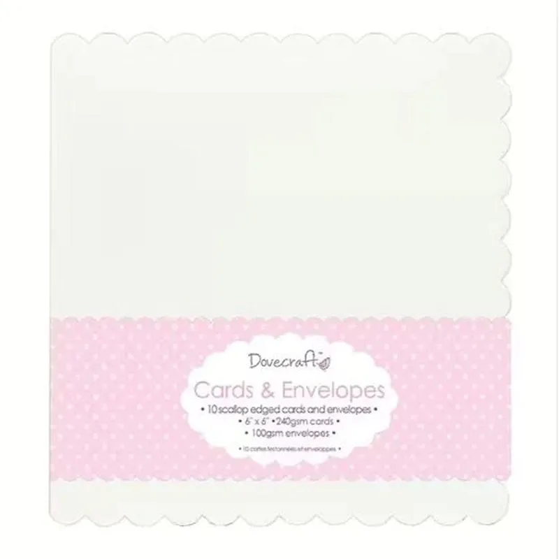 Dovecraft 10 Scallop-Edge 6x6 Cards & Envelopes White (DCCE018)