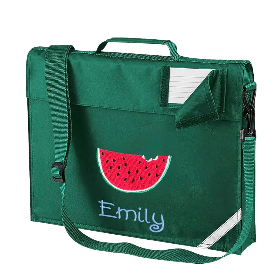 Embroidered Bookbag with strap - Watermelon
