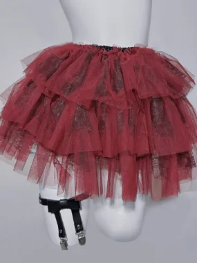 Gothic Black&Red Lace Tiered Skirt