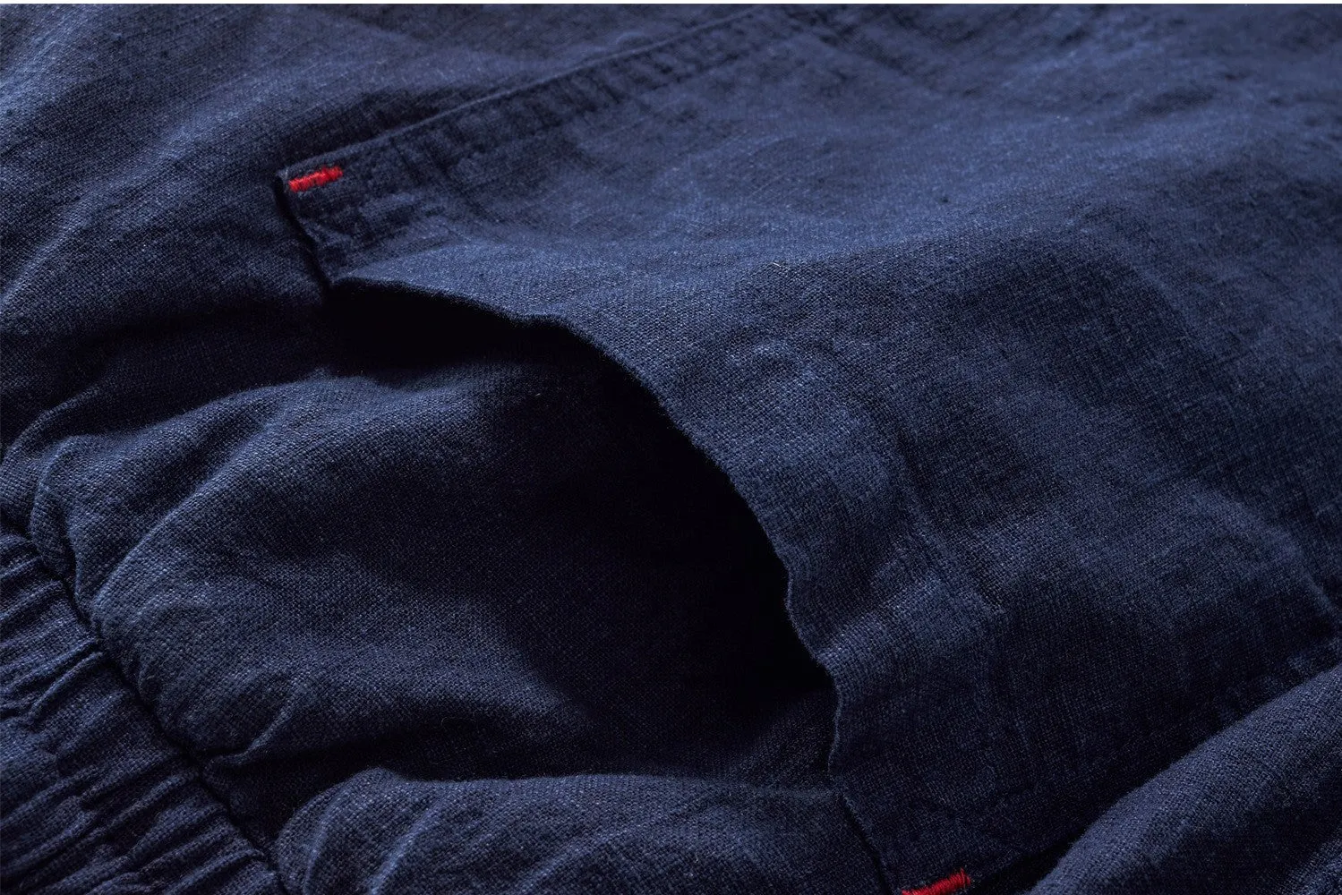 Indigo Linen Blend Relaxed Fit Drawstring Pants