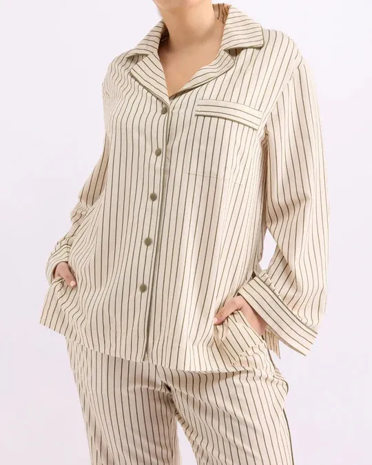 LONG SLEEVE SHIRT | MATCHA STRIPES