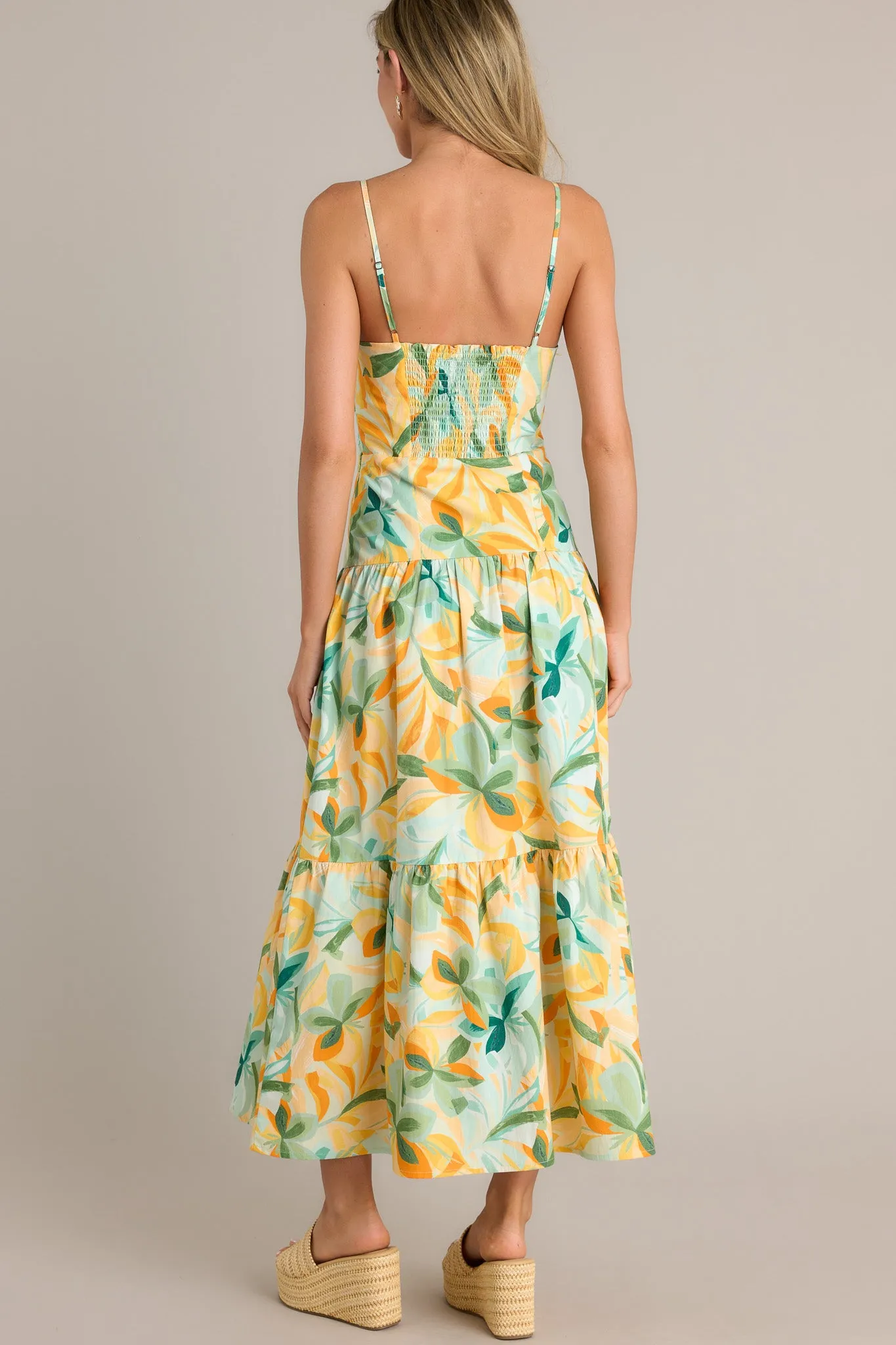 MINKPINK Solstice Yellow Tiered Midi Dress