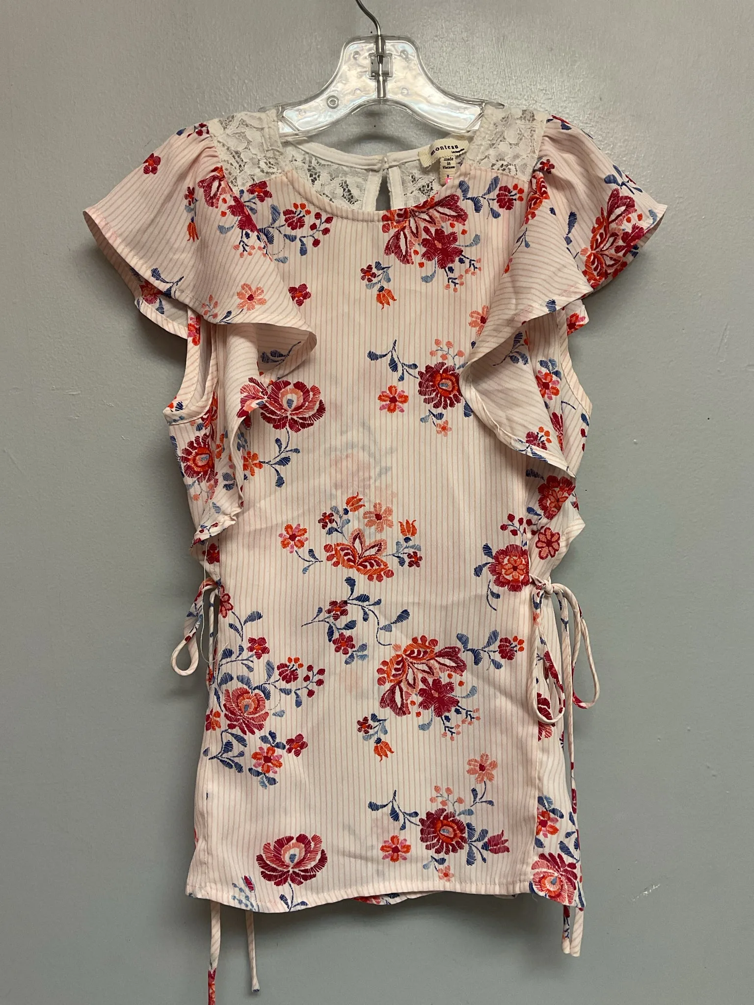Monteau Size 10 Red & Blue Polyester Big Girls Blouses & Button Downs