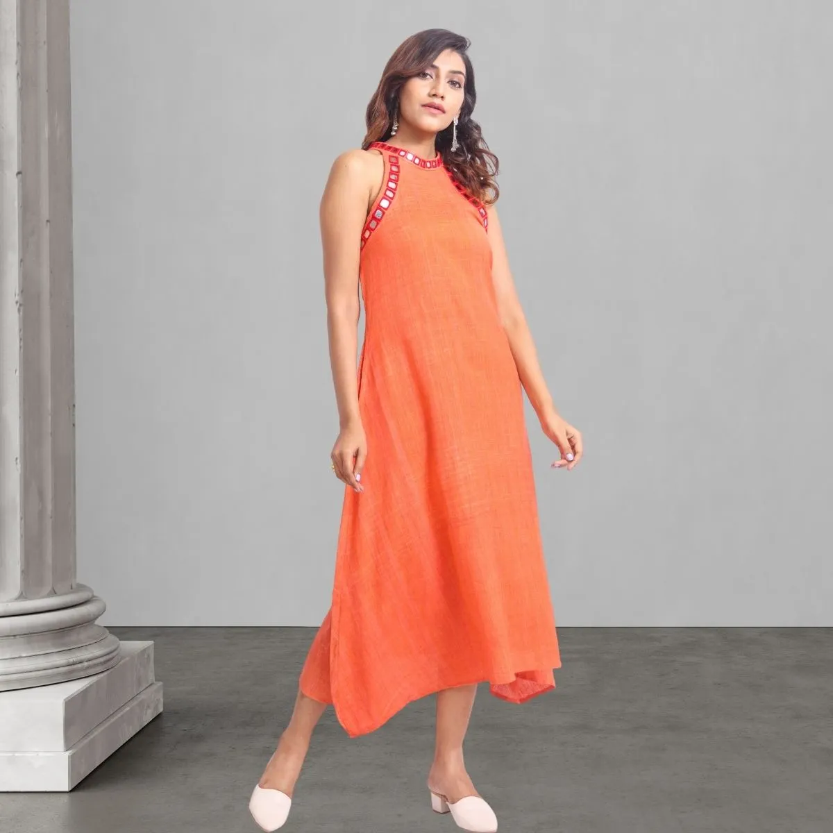 Orange Tunic Top For Women | Mirror Work | Daily Casual Wear | Stylish