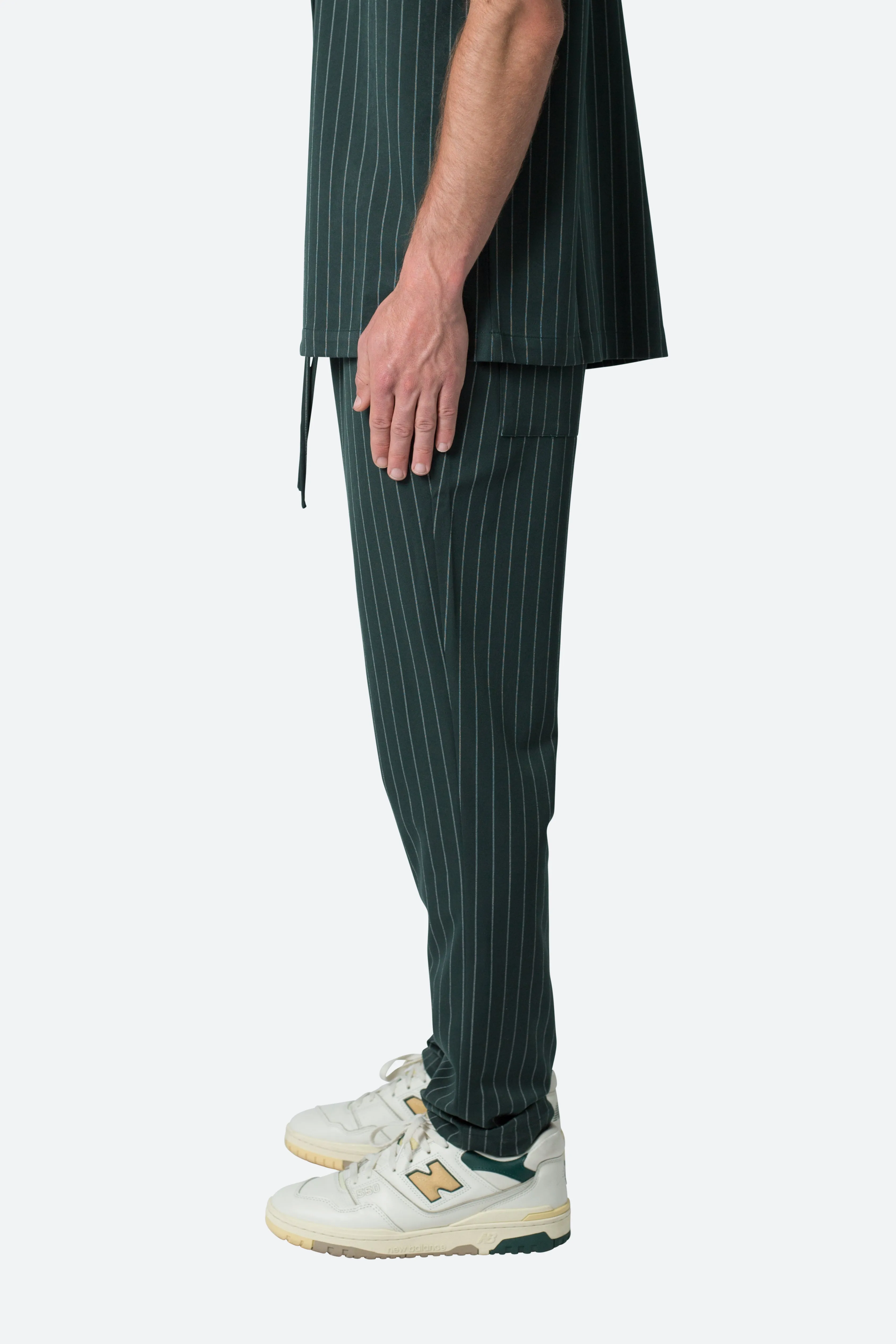 Pinstripe Drawcord Pants - Green