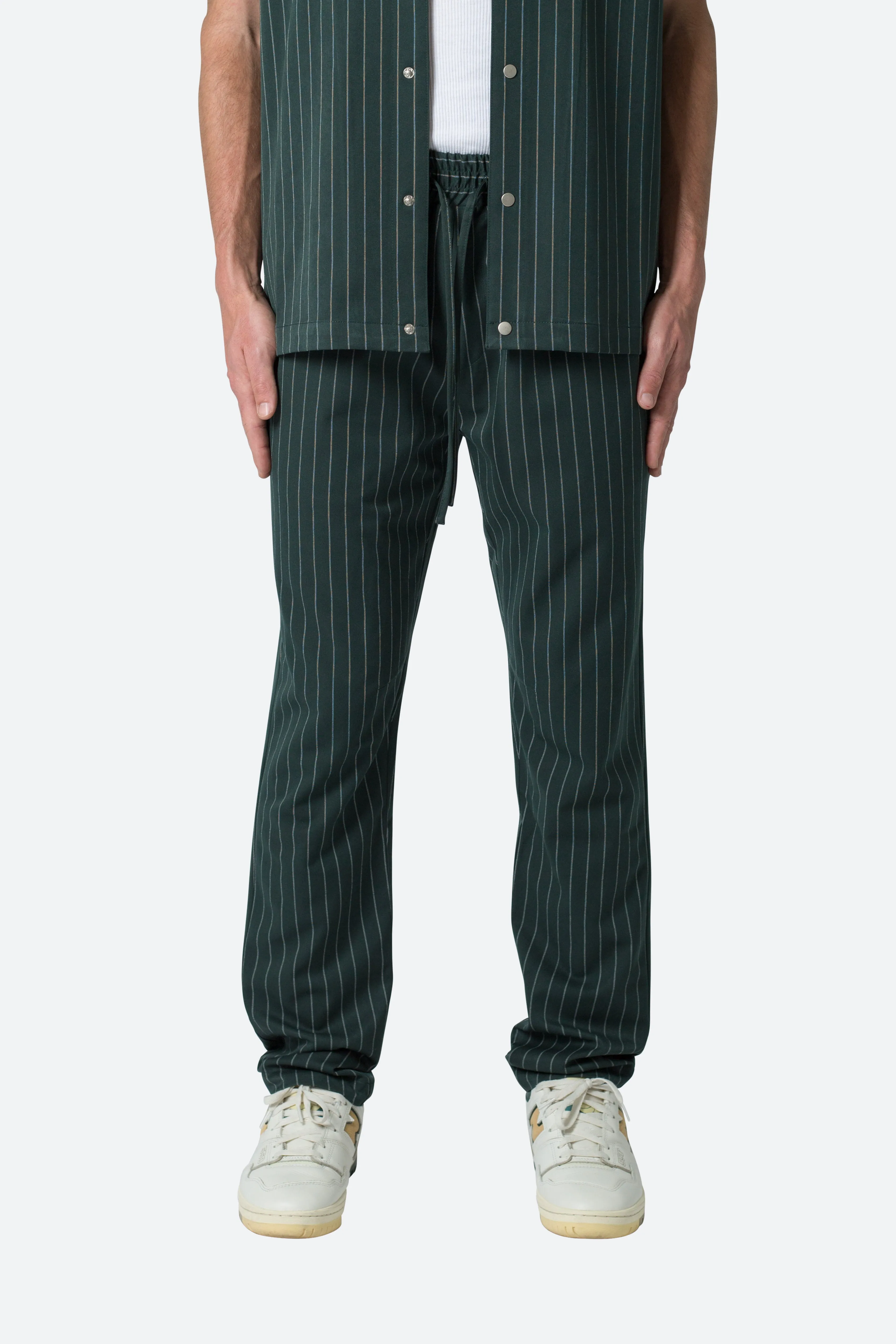 Pinstripe Drawcord Pants - Green