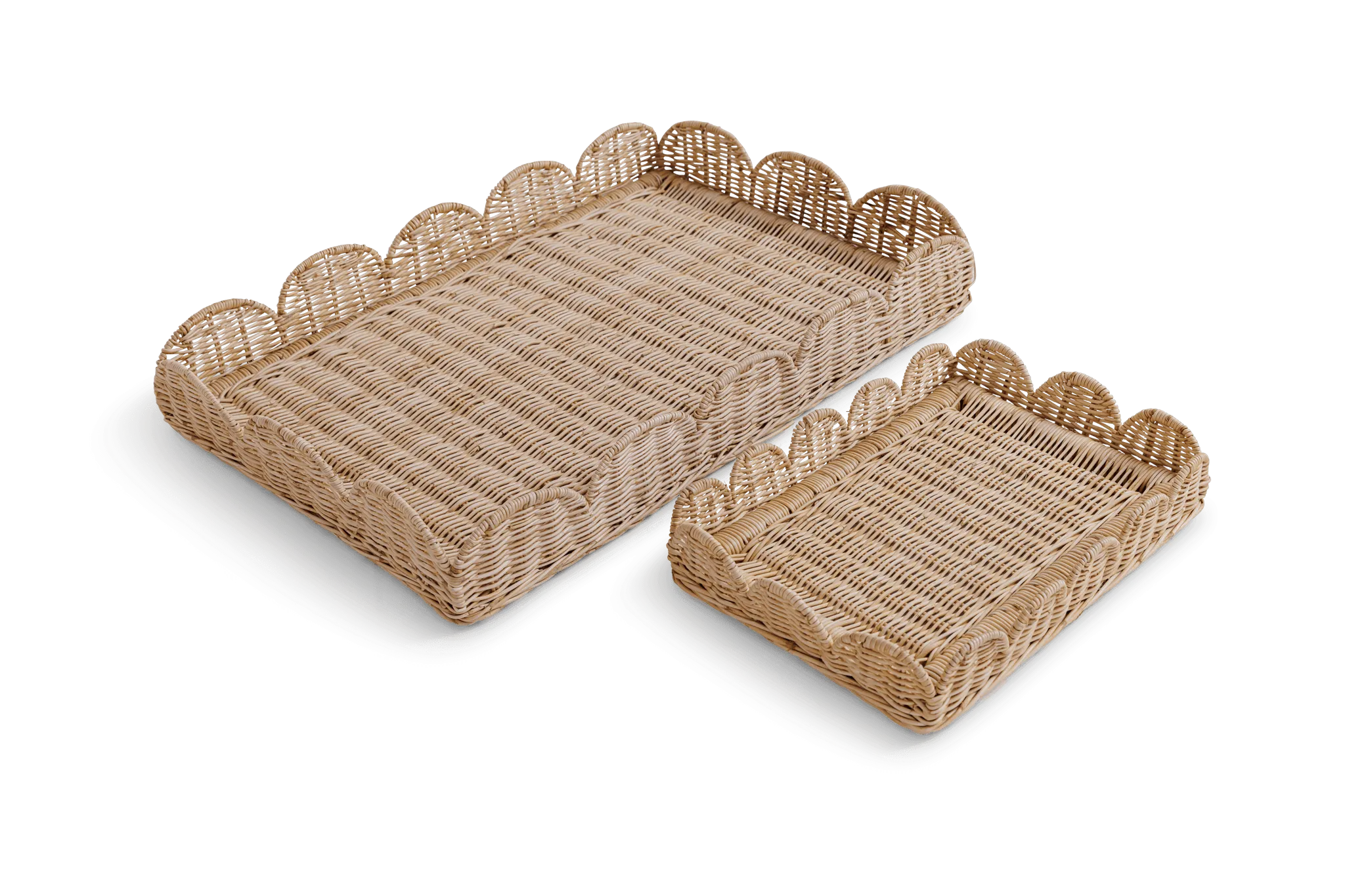 Scallop Rattan Rectangular Tray