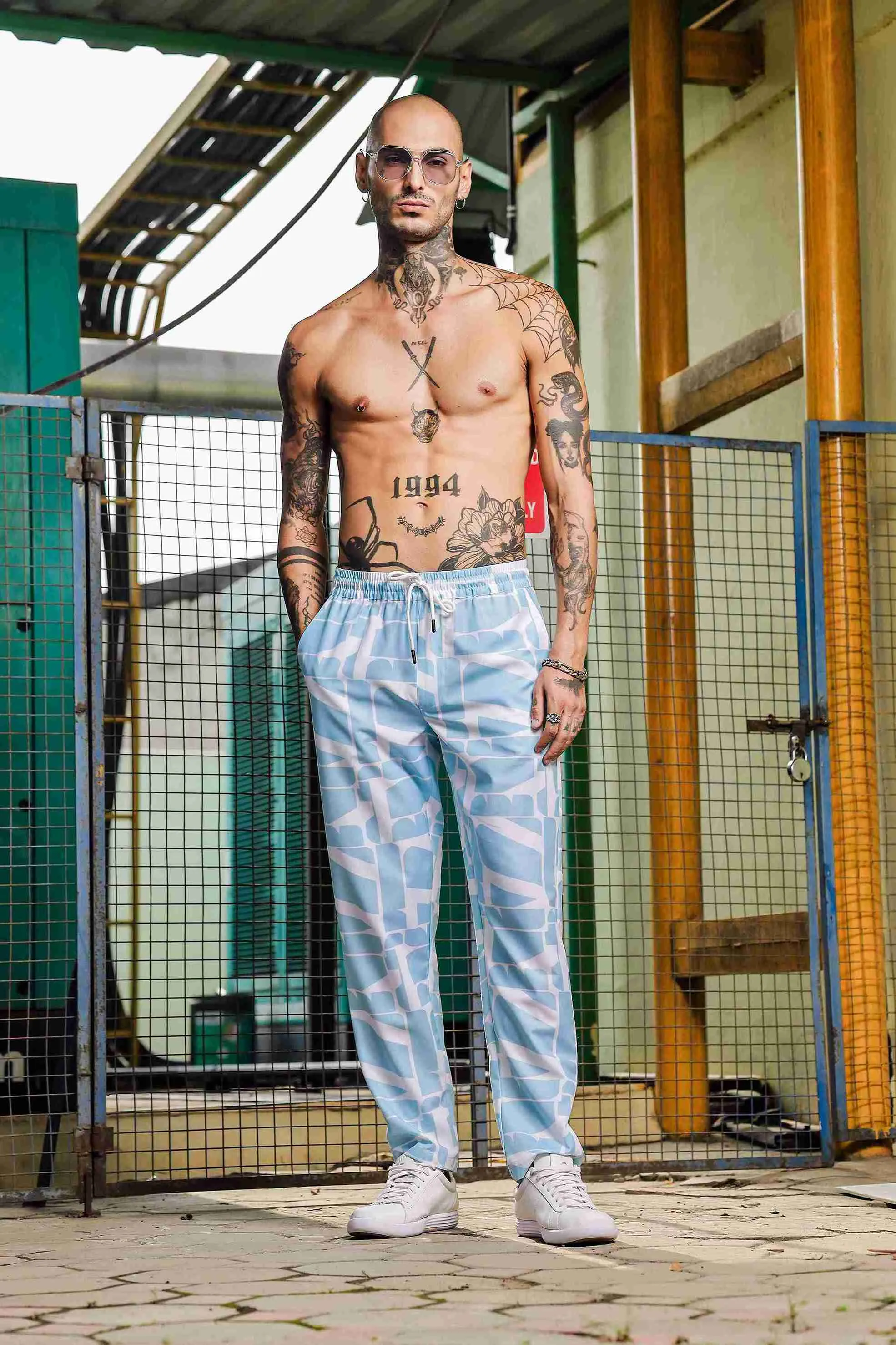Unisex Relaxed Fit Blue Abstract Printed Lounge Pant