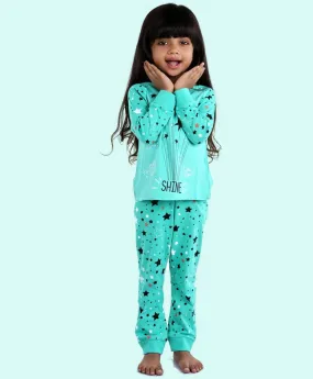 Ventra Girls Shine Star Green Nightwear
