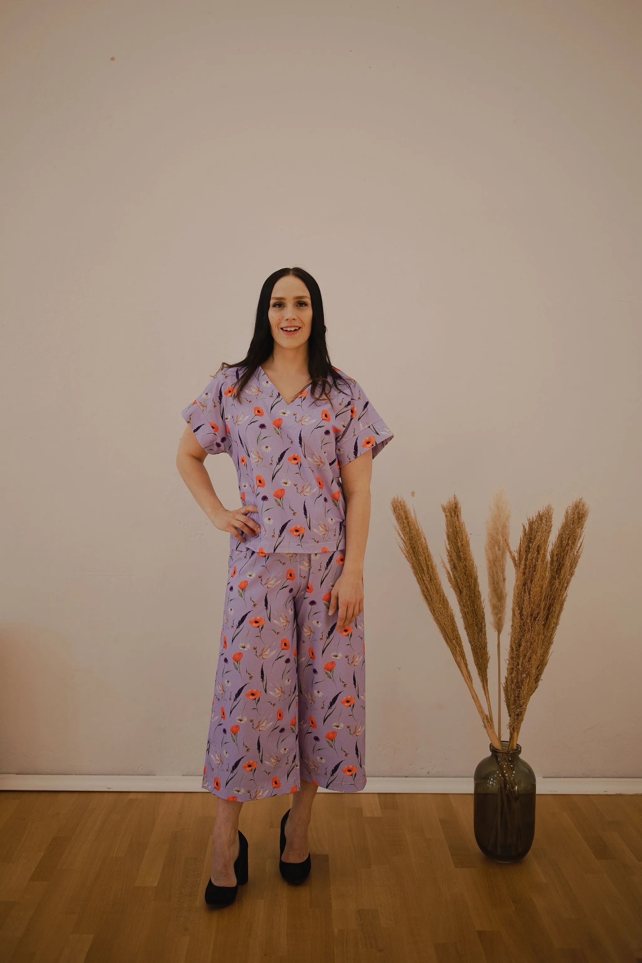 Vieno Kimono Sleeve Shirt Lavender Kukkaniitty