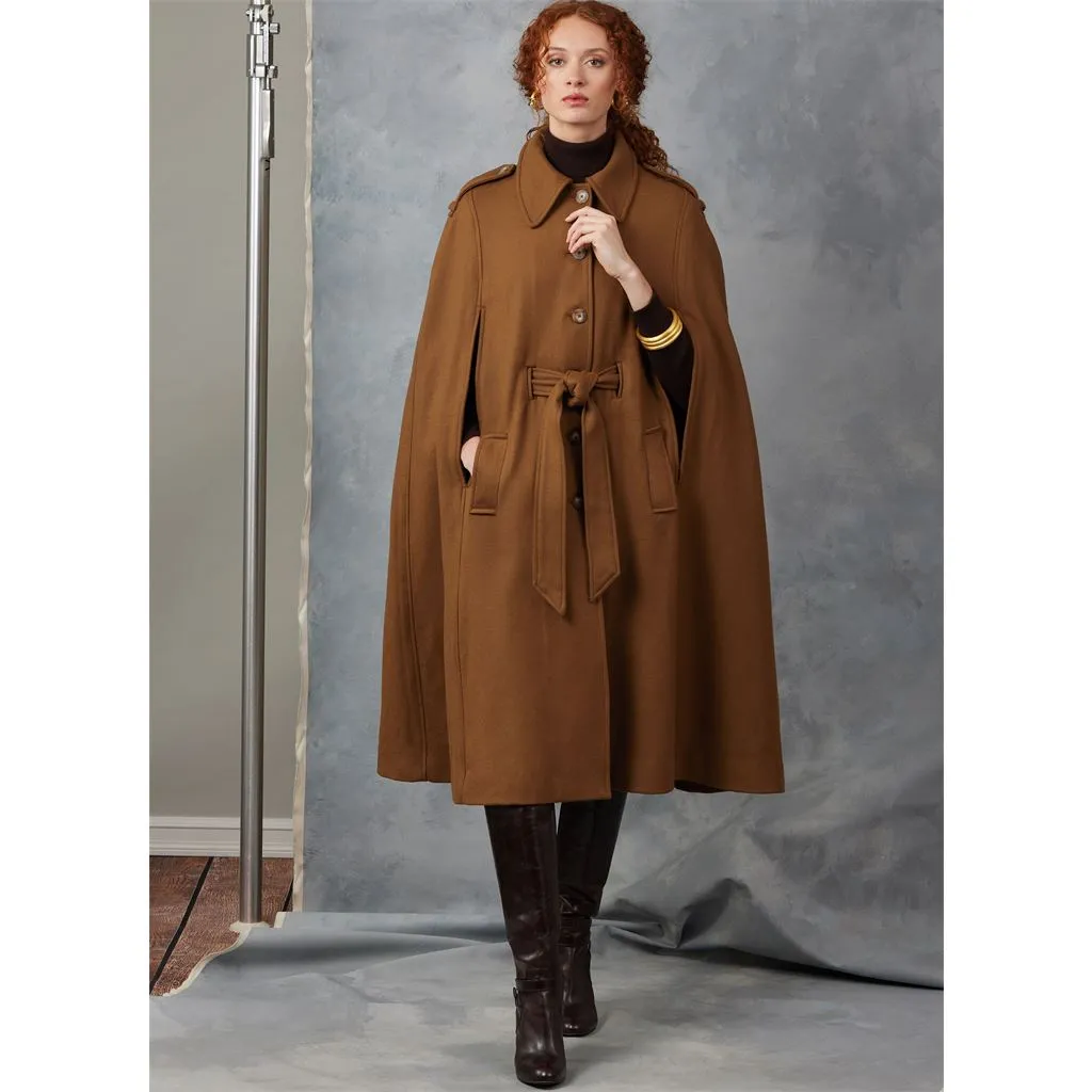 Vogue Pattern V2054 Misses' Capes and Belt