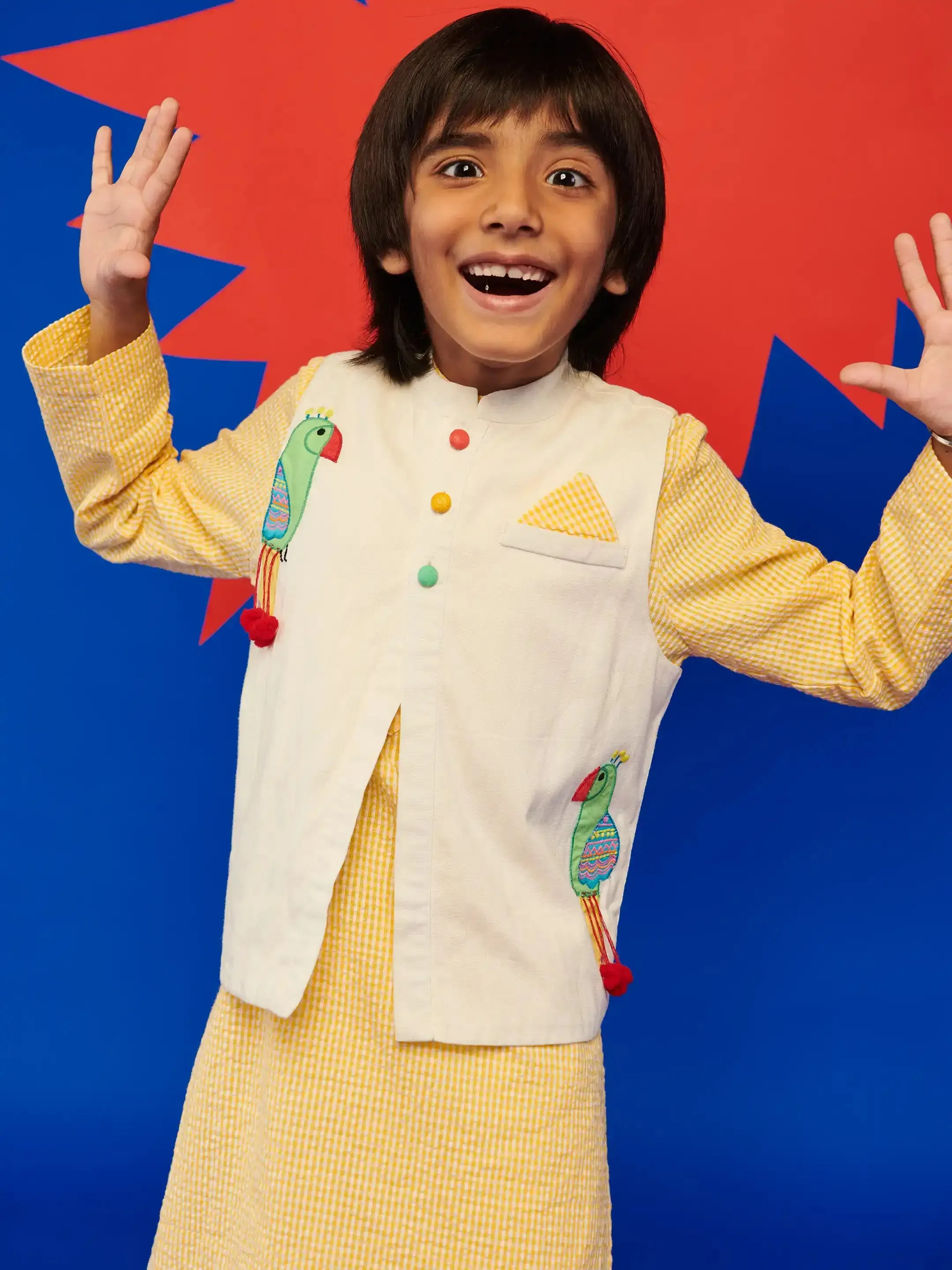 Waffle Kurta With Mitthu Jacket Set