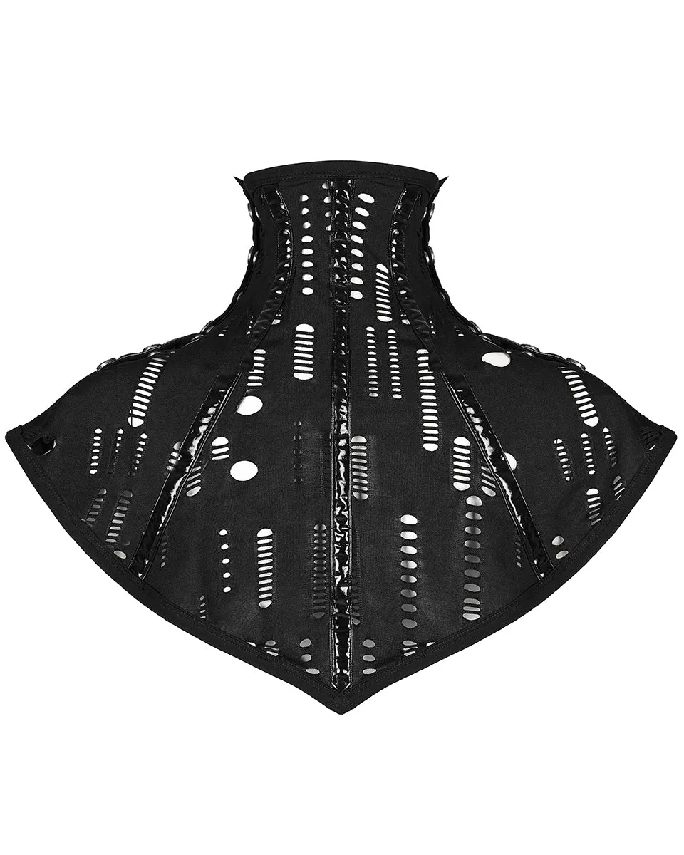 WS-493-BKFWomens Cyberpunk Shredded Knit Muffler Collar Shawl