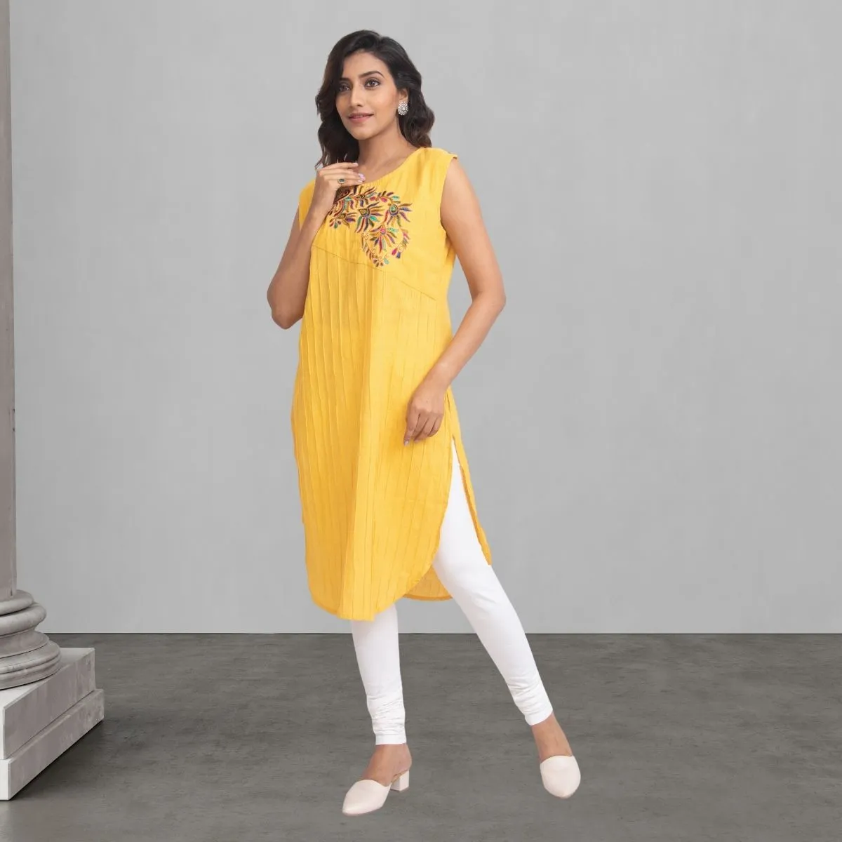 Yellow Kurta For Women | Office Wear | Resham Hand Embroidery | Festive