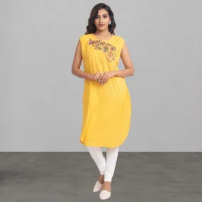 Yellow Kurta For Women | Office Wear | Resham Hand Embroidery | Festive