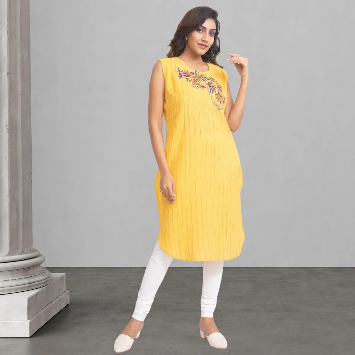 Yellow Kurta For Women | Office Wear | Resham Hand Embroidery | Festive