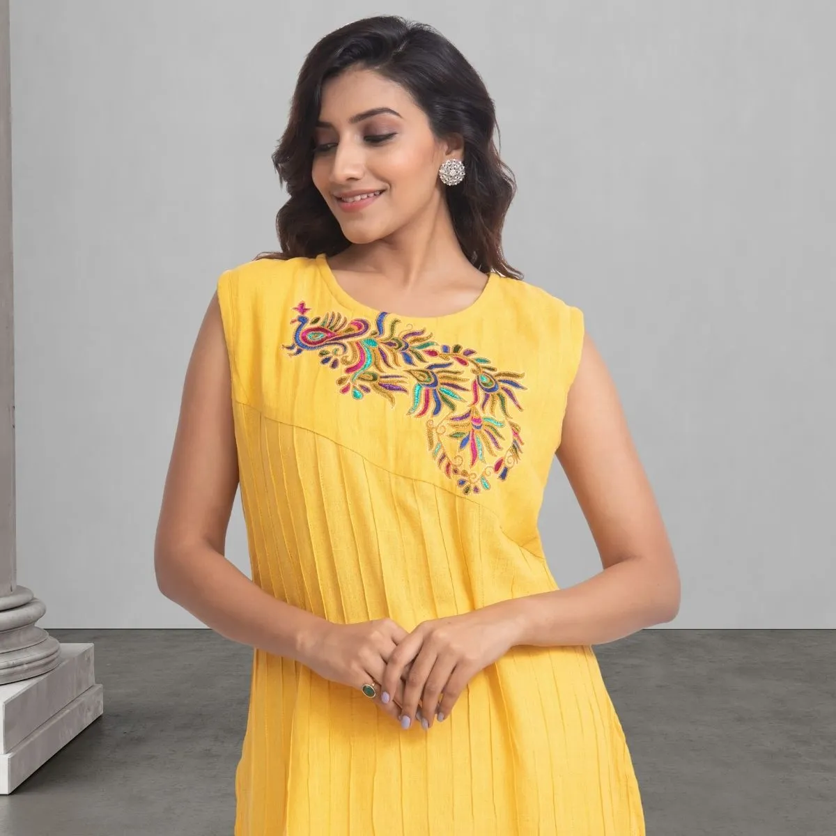 Yellow Kurta For Women | Office Wear | Resham Hand Embroidery | Festive